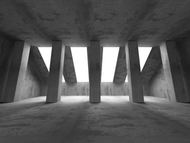 Karanlık boş beton odası iç 