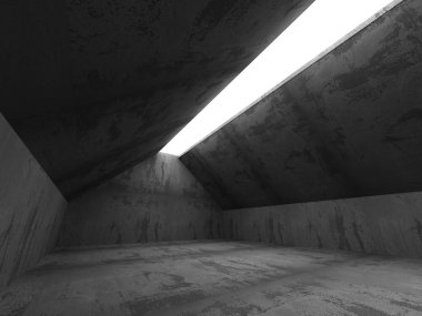 Karanlık boş beton duvarların iç Oda. 