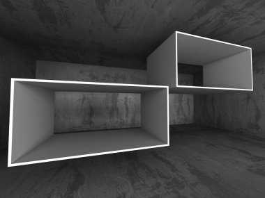 Boş karanlık oda. Beton duvarlar. 