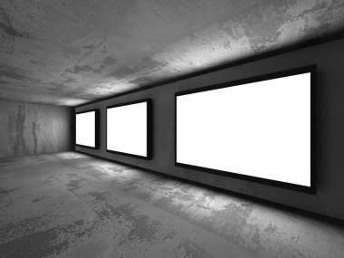 Boş beyaz beton duvar panoları afiş