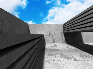 Bulutlu gökyüzü ile beton mimarisi 