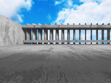 Bulutlu gökyüzü ile beton mimarisi 