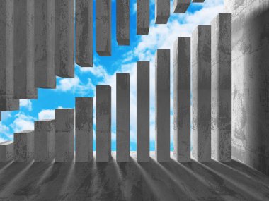 Karanlık beton boş odası iç 