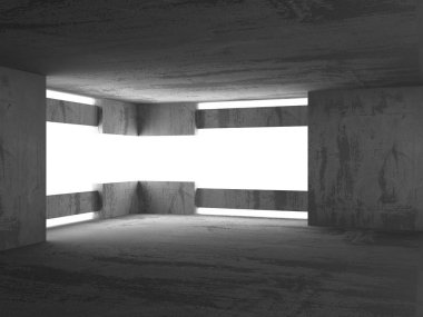 Boş beton duvarların iç Oda. 
