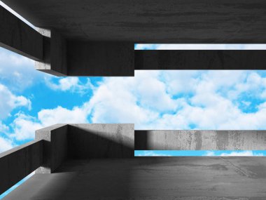 Beton duvarlar boş odası iç. 