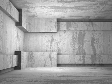 Karanlık boş beton odası iç. 