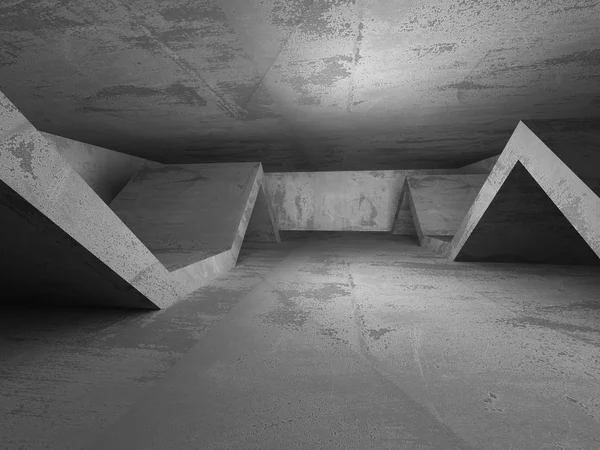 Karanlık boş beton odası iç. 