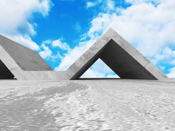 Gökyüzü ile soyut boş oda