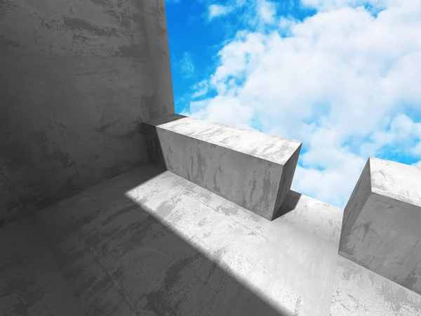Bulutlu gökyüzü ile beton mimarisi 