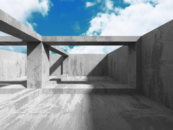 Bulutlu gökyüzü ile beton mimarisi 