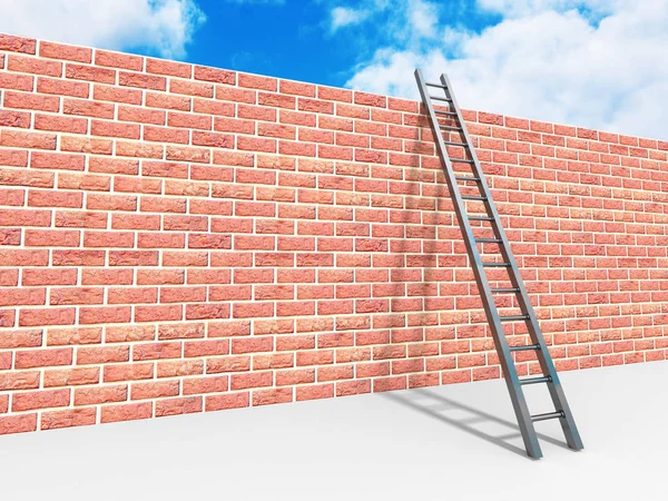 Brick block wall and ladder — Stock Photo, Image