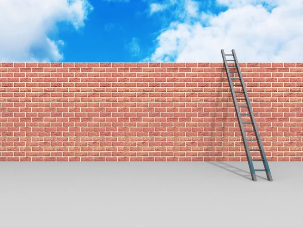 Blok muur en ladder — Stockfoto