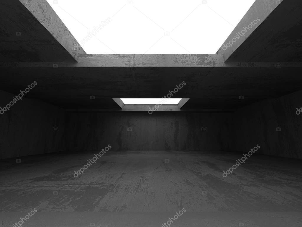 Empty dark concrete room interior. 