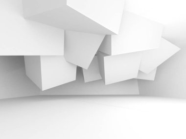 Beyaz beton mimari geometrik yapıları