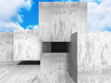 gri beton mimari kare yapılar