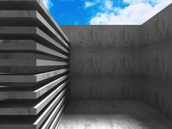 Сірі бетонні архітектурні кутові конструкції — стокове фото