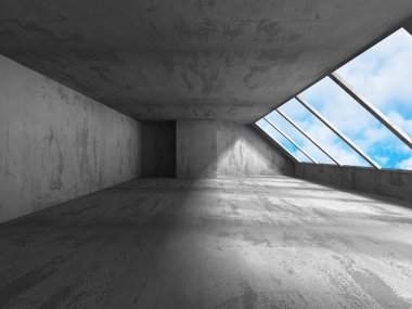 Beton fütüristik odası iç