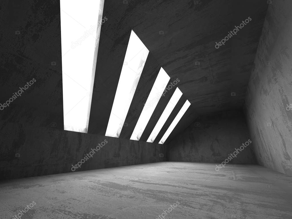 Concrete futuristic room interior