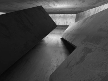 Beton fütüristik odası iç