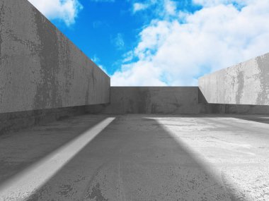 Karanlık boş beton Oda