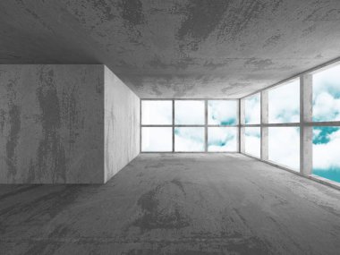 Beton fütüristik odası iç