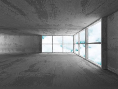 Beton fütüristik odası iç