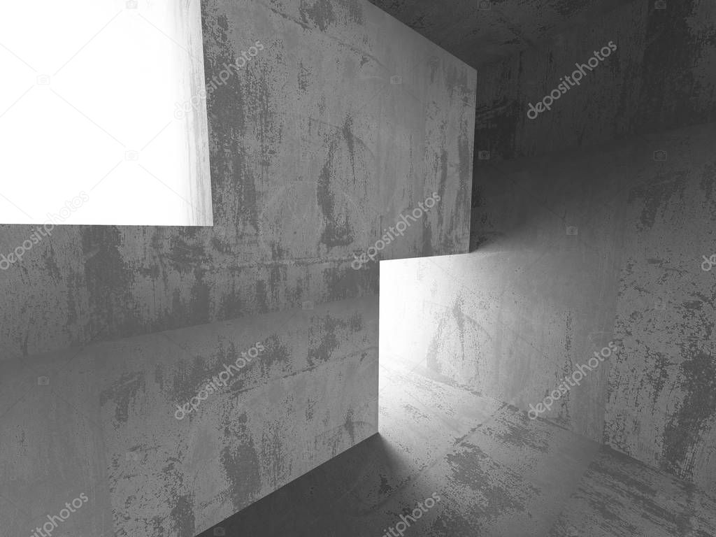 Concrete futuristic room interior