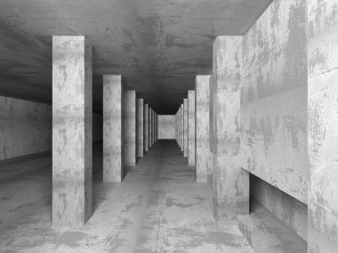 Beton fütüristik odası iç