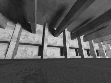 Beton fütüristik odası iç