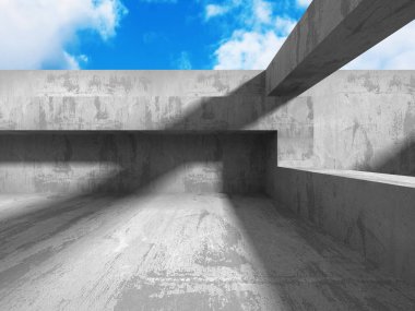 Bulutlu gökyüzü üzerinde beton mimari 