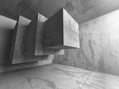 Karanlık boş beton Oda