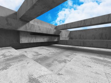 Bulutlu gökyüzü üzerinde beton mimari 