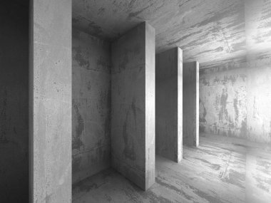 Karanlık beton boş oda