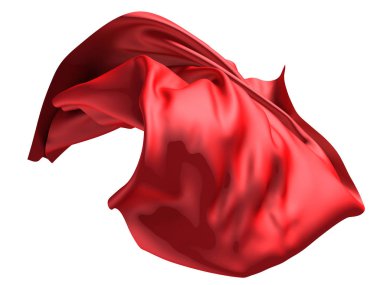 Red satin fabric flying in the wind