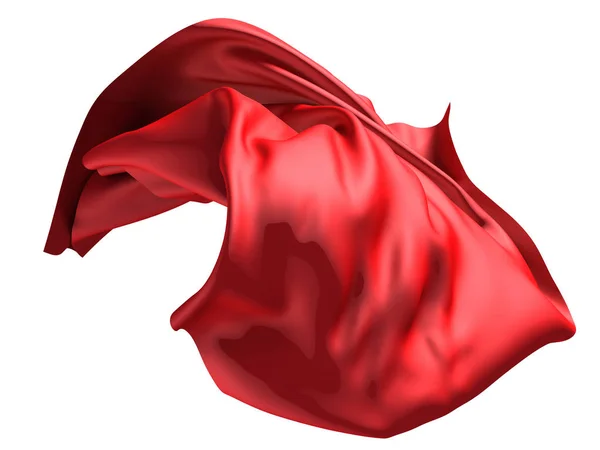 Röd Satin tyg flyger i vinden — Stockfoto