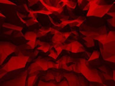 Kaotik poligonal kabartmalı kırmızı duvar
