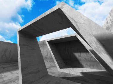 Bulutlu gökyüzü üzerinde beton mimari