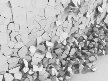 Yıkım duvar beton kaotik parçaları