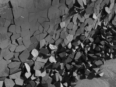 Yıkım duvar beton kaotik parçaları
