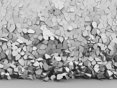 Yıkım duvar beton kaotik parçaları