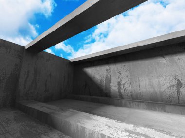 Bulutlu gökyüzü üzerinde beton mimari 
