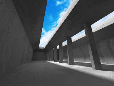 Karanlık boş beton duvarlar