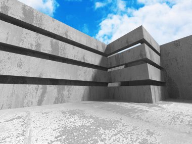 Bulutlu gökyüzü üzerinde beton mimari 