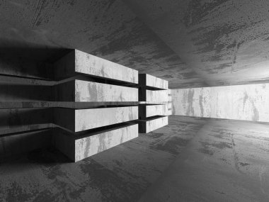 Boş beton karanlık odası iç