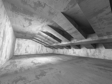 Boş beton karanlık odası iç