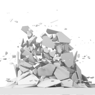 Explosion destruction with many chaotic fragments clipart