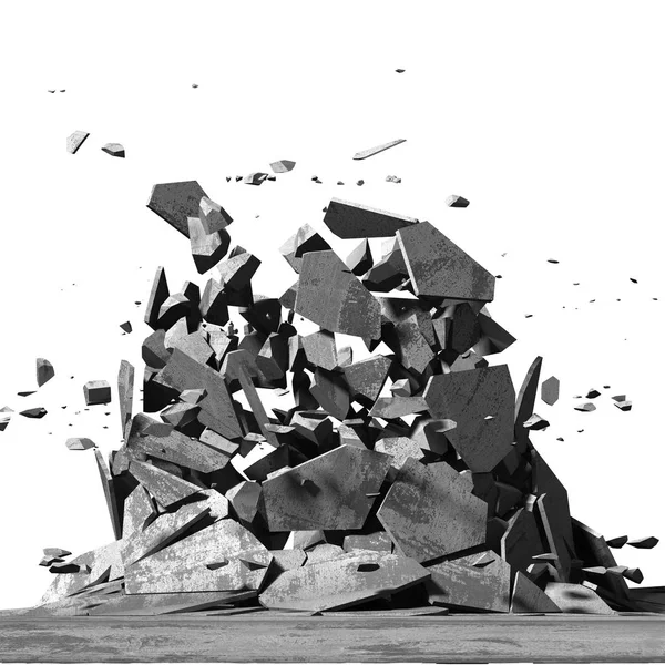 Concrete chaotische fragmenten van explosie — Stockfoto