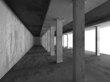 Beton duvarlar ile karanlık Bodrum