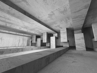 Boş beton karanlık oda 