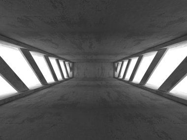 İki fütüristik Windows ile boş oda